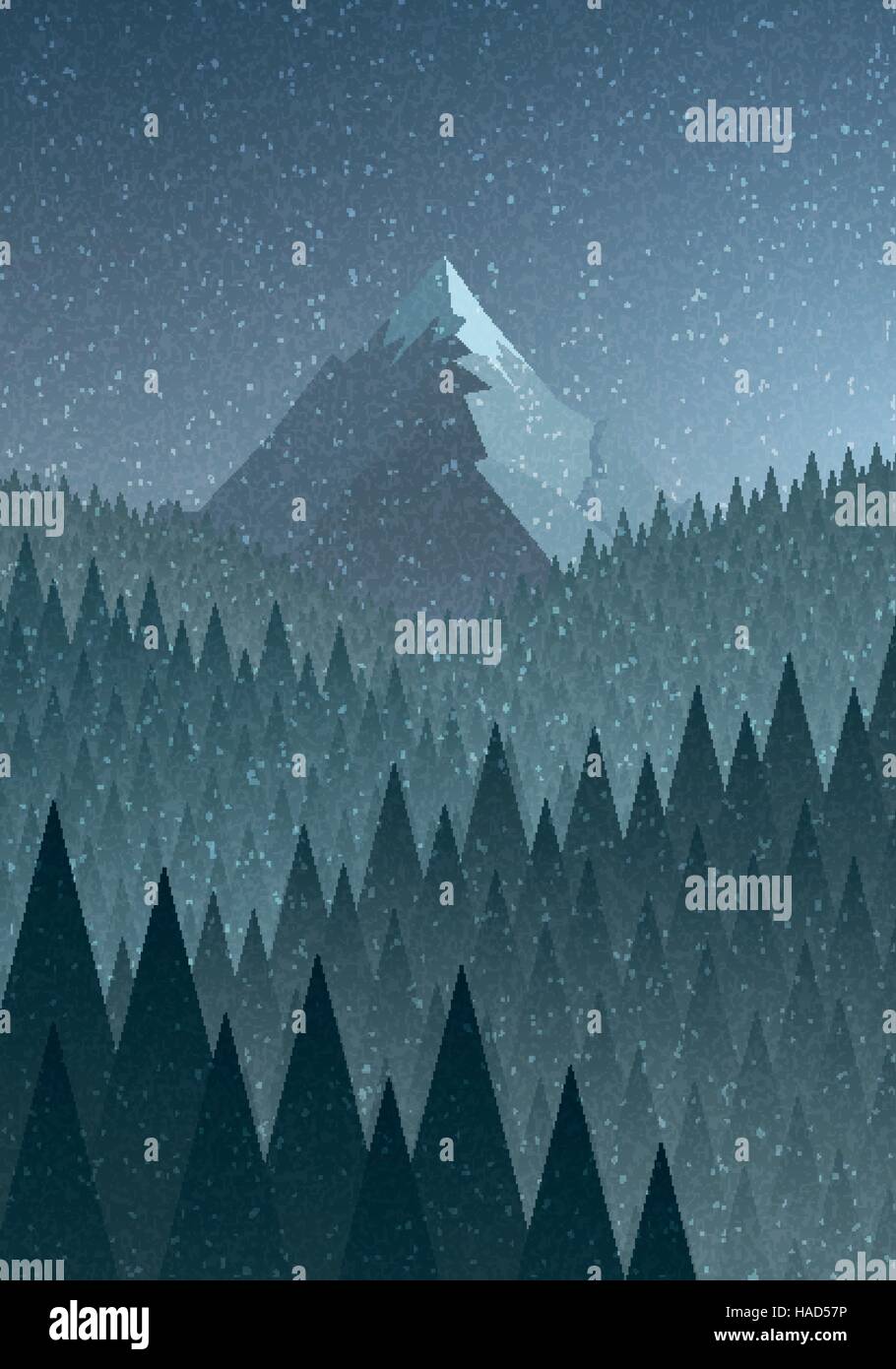 Abstrakte Natur-Landschaft. Berg und Wald. Vektor-Illustration. Elemente werden separat in Vektordatei geschichtet. Stock Vektor