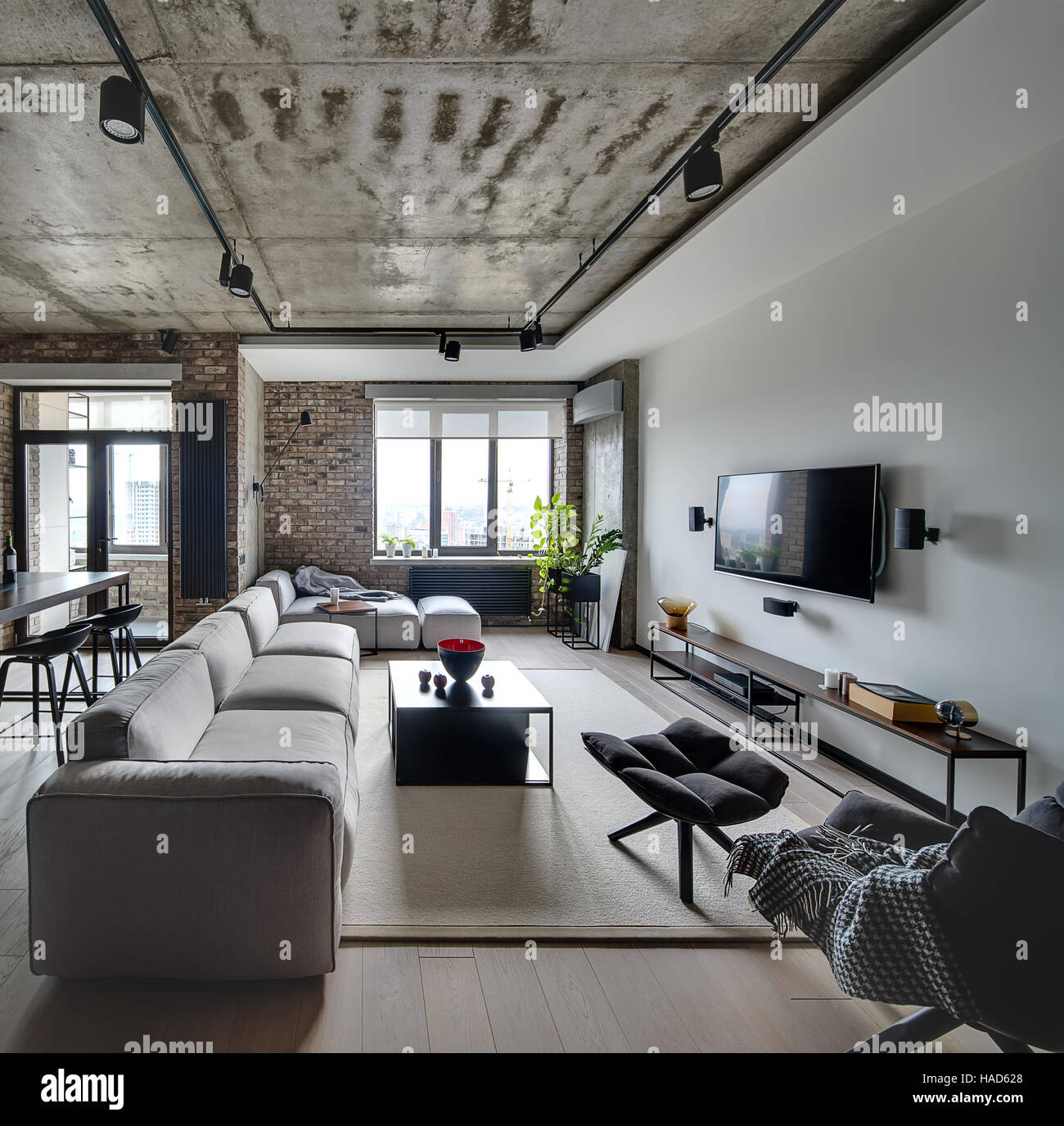 Interieur im Loftstil Stockfoto