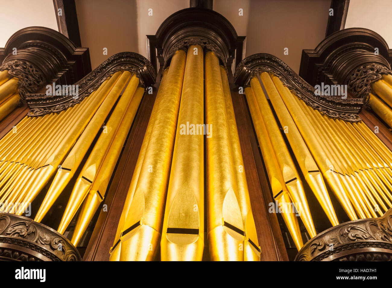 England, London, die Stadt, St Helens Bishopsgate Kirche, Kirche Orgel Stockfoto