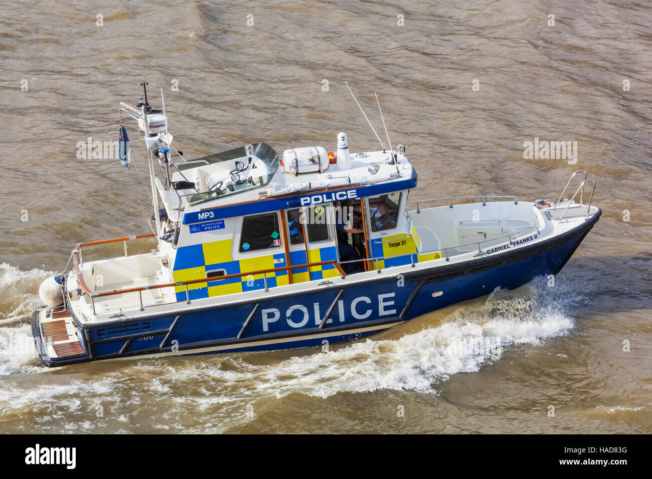 England, London, Themse Polizei starten Stockfoto