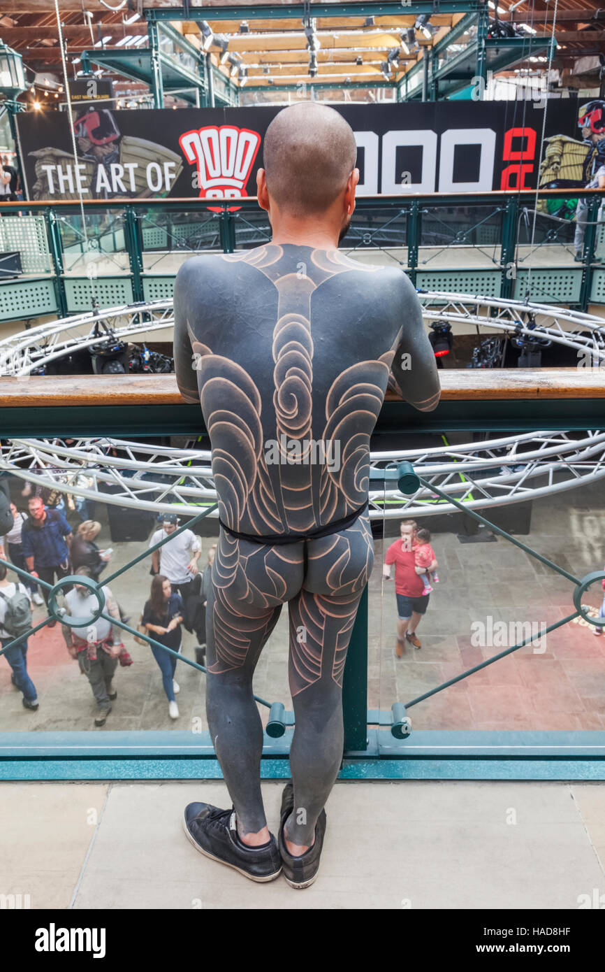 England, London, London Tattoo Convention, tätowierte Mann Stockfoto