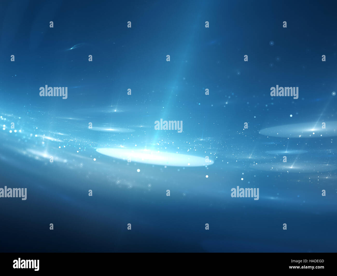 Blau leuchtende interstellare Objekte im Raum, computergenerierten abstrakten Hintergrund 3D-Rendering Stockfoto