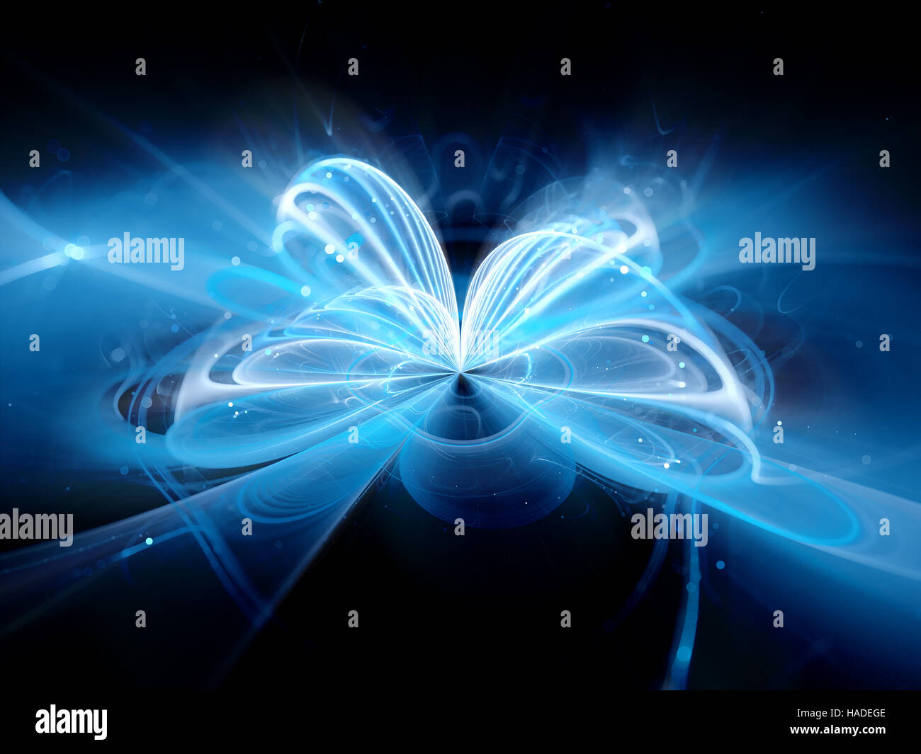 Blau leuchtende Quanten-Abbildung, computergenerierten abstrakten Hintergrund 3D-Rendering Stockfoto