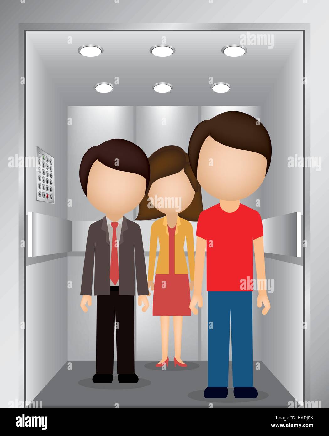 Silhouette Bunt Mit Menschen Im Fahrstuhl Vektor illustration Stock silhouette-bunt-mit-menschen-im-fahrstuhl-vektor-illustration-stock