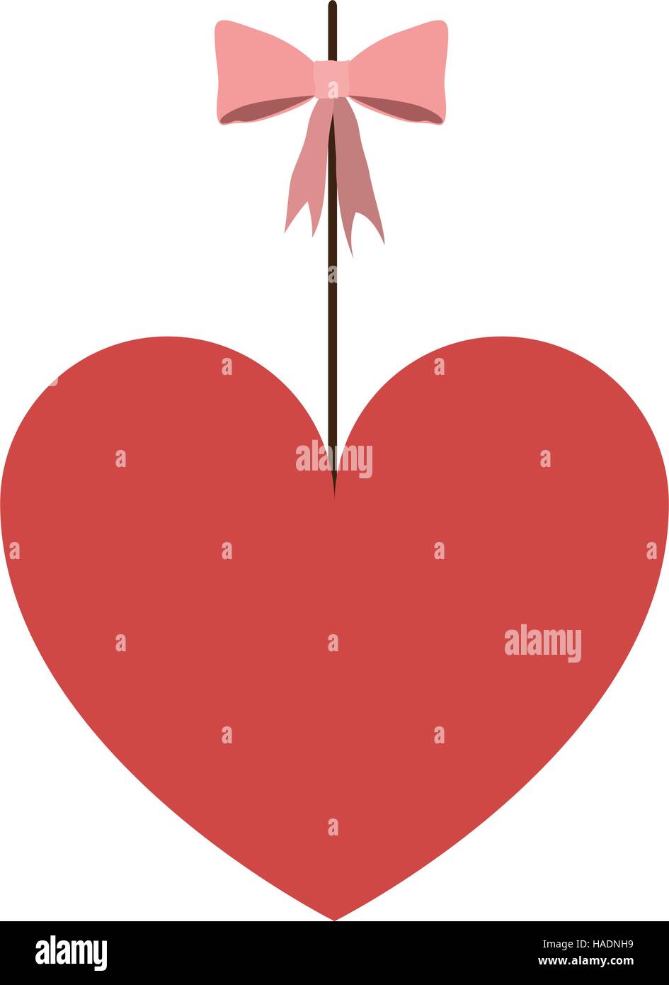 Herz mit rosa Schleife-Vektor-Illustration-Aufhänger Stock Vektor