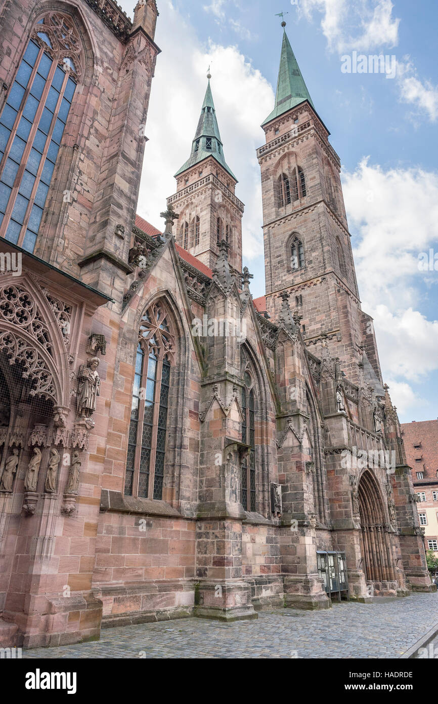 St. Sebaldus-Kirche Nürnberg, eine Stadt in Franken im deutschen Bundesland Bayern Stockfoto