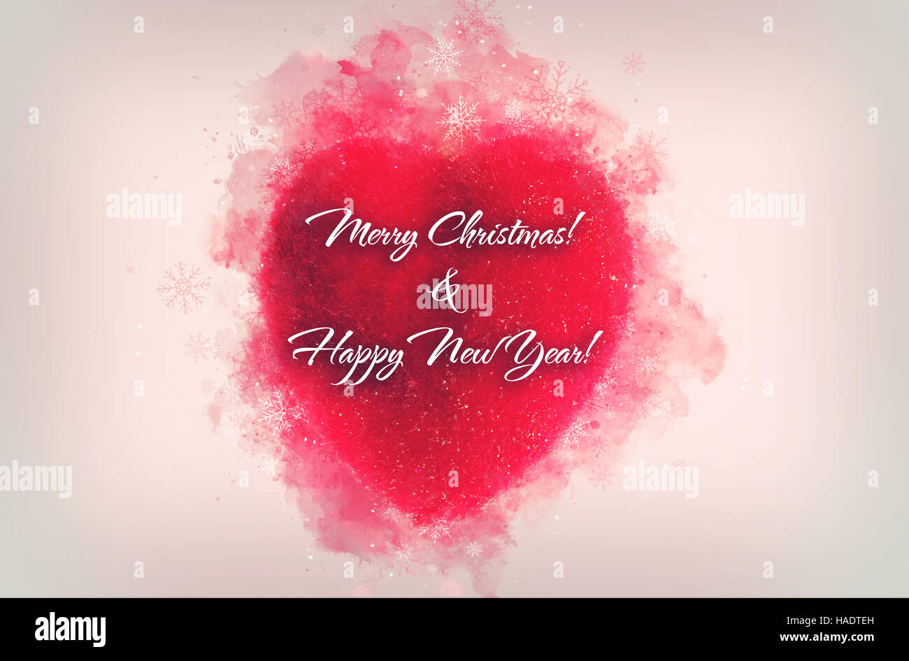 Postkarte für Neujahr und Weihnachten, Familie oder Business-Grußkarte. Dekorative ein rotes Herz Ornament für Weihnachten oder Neujahr isoliert Stockfoto