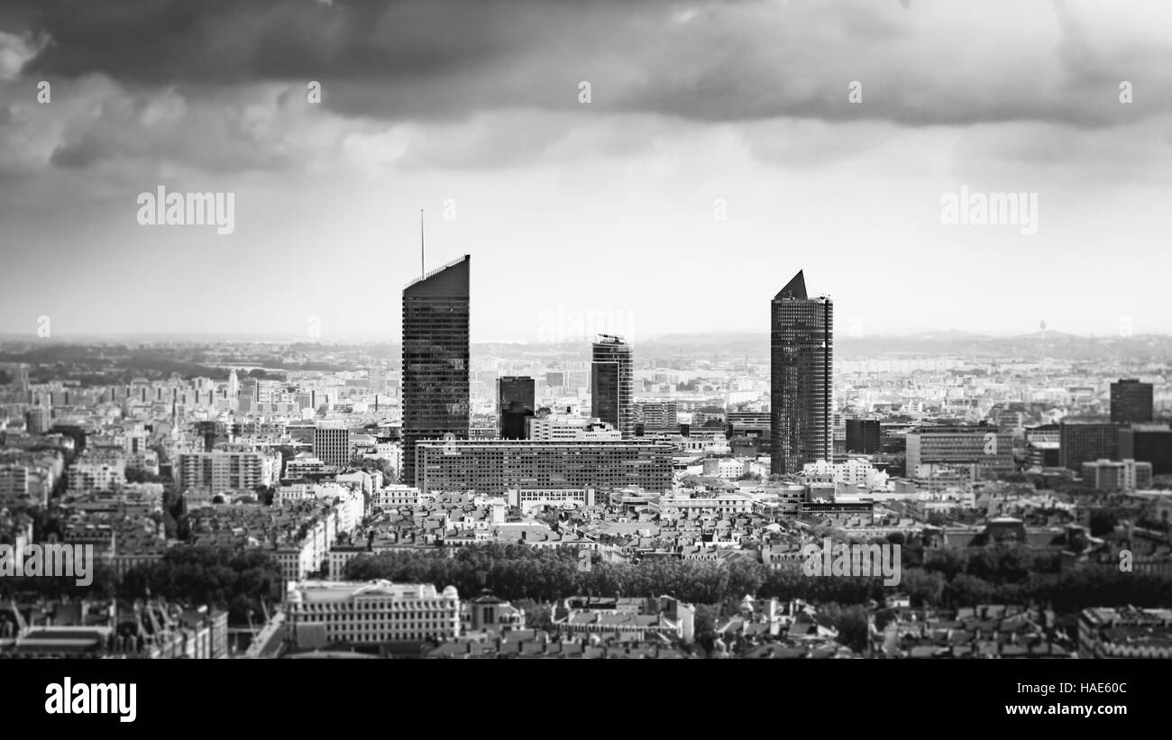 Stadt Zentrum von Lyon in Frankreich vom Himmel Stockfoto