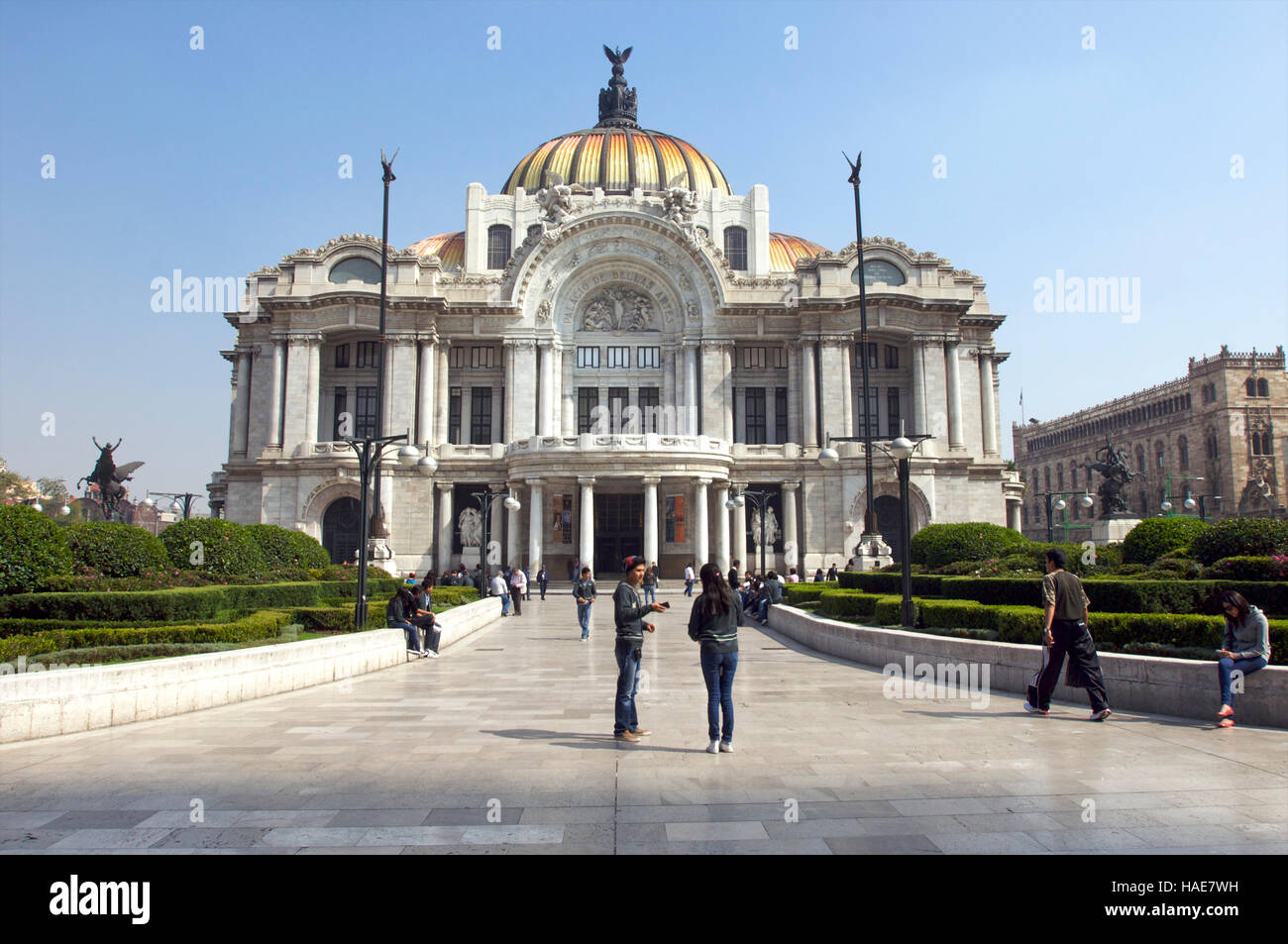 Vorderansicht des Palacio de Bellas Artes in Mexico City, Mexiko Stockfoto