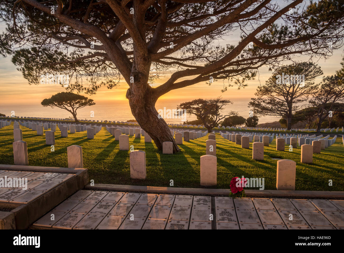 Fort Rosecrans National Cemetery ist ein Soldatenfriedhof in der Stadt von San Diego, Kalifornien. Es ist auf dem Gelände der ehemaligen Armee entfernt Stockfoto