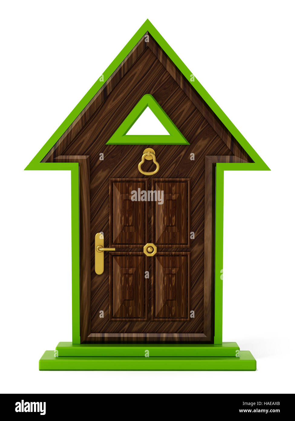 Steigenden Pfeil geformt geschlossenen Tür. 3D Illustration. Stockfoto