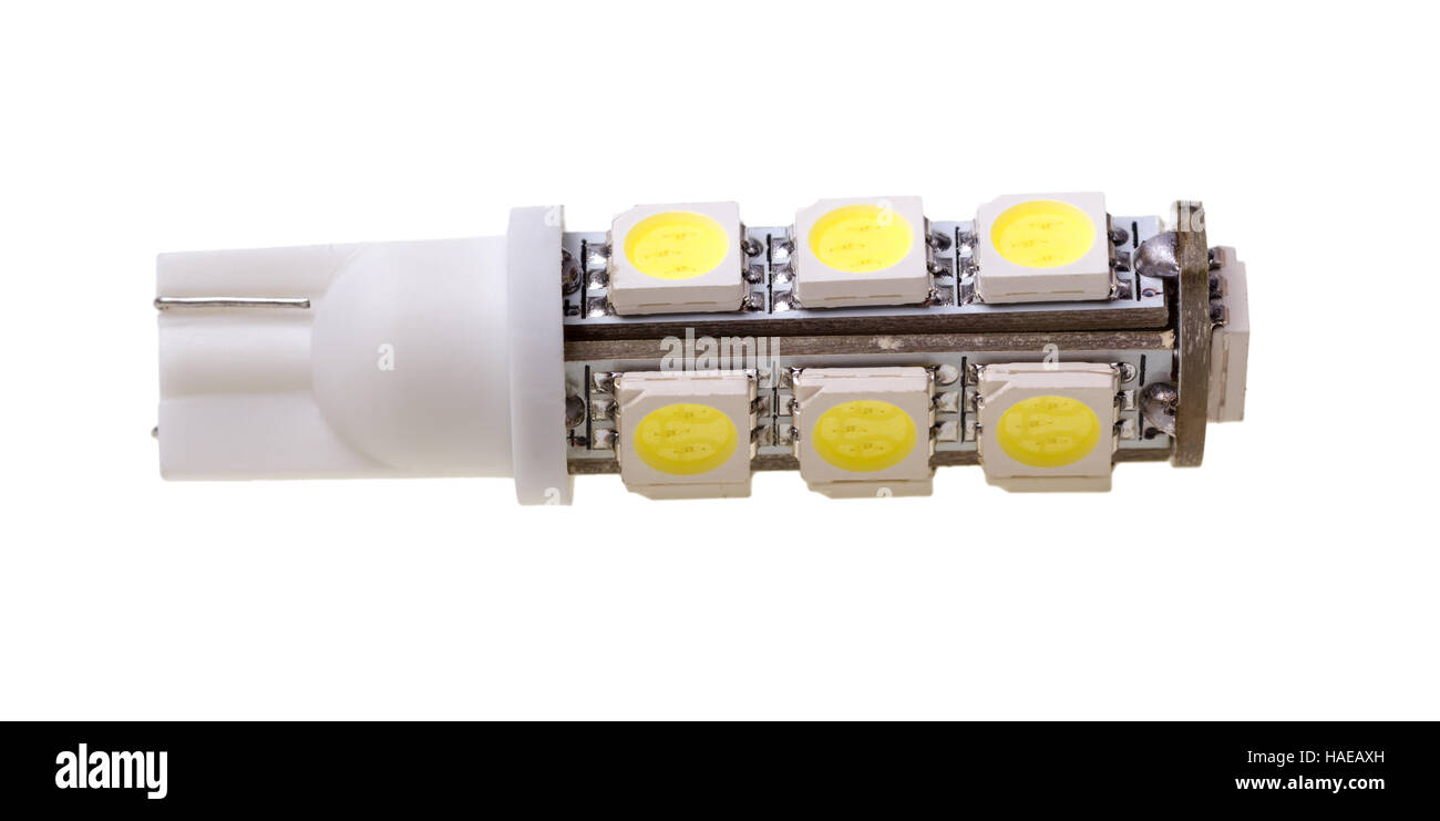 LED-Lampe für Auto mit 13 SMD LEDs auf dem weißen Hintergrund isoliert Stockfoto