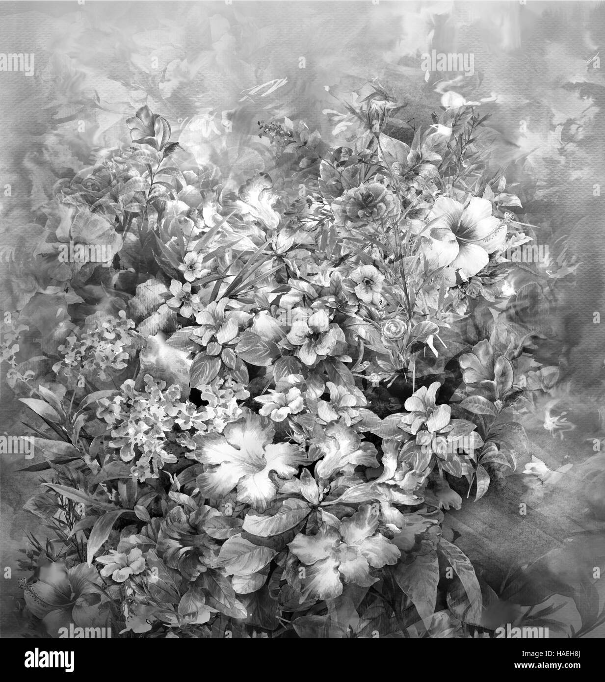 Abstrakte Aquarell Blumen. Bunte Frühlingsblumen Stockfoto