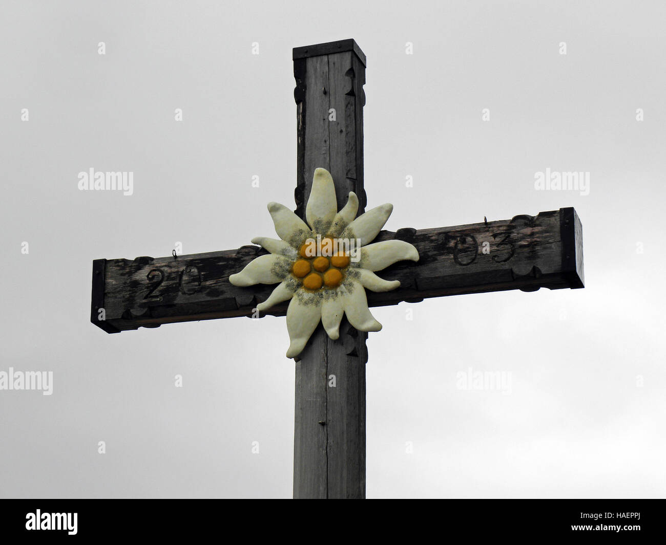 Berchtesgaden Winter, überqueren mit Edelweiss, Deutsche Alpen, 4 Stockfoto