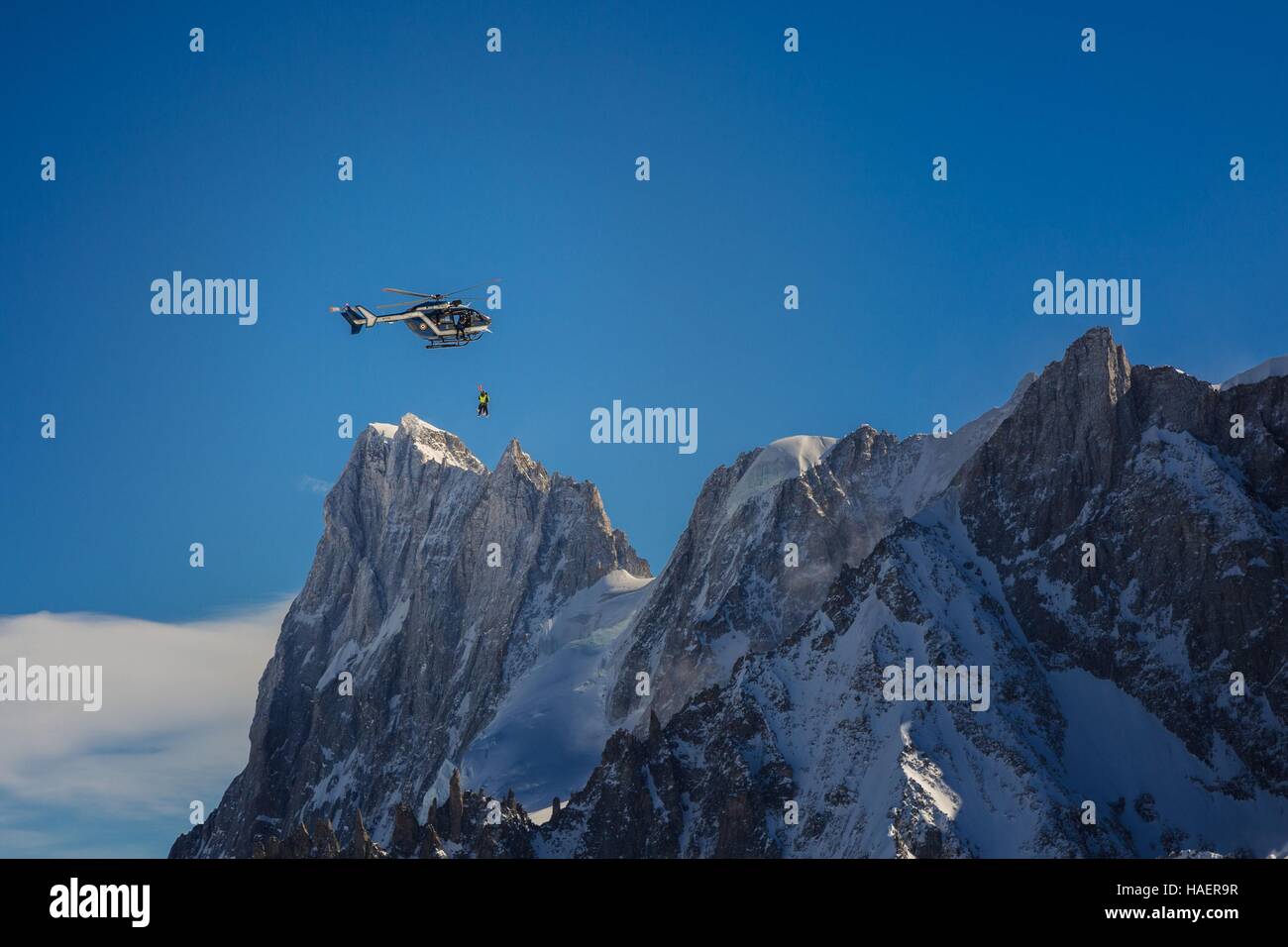 MOUNTAIN RESCUE, ALPINGENDARMEN, CHAMONIX, HAUTE-SAVOIE (74), RHONE-ALPES, FRANKREICH Stockfoto