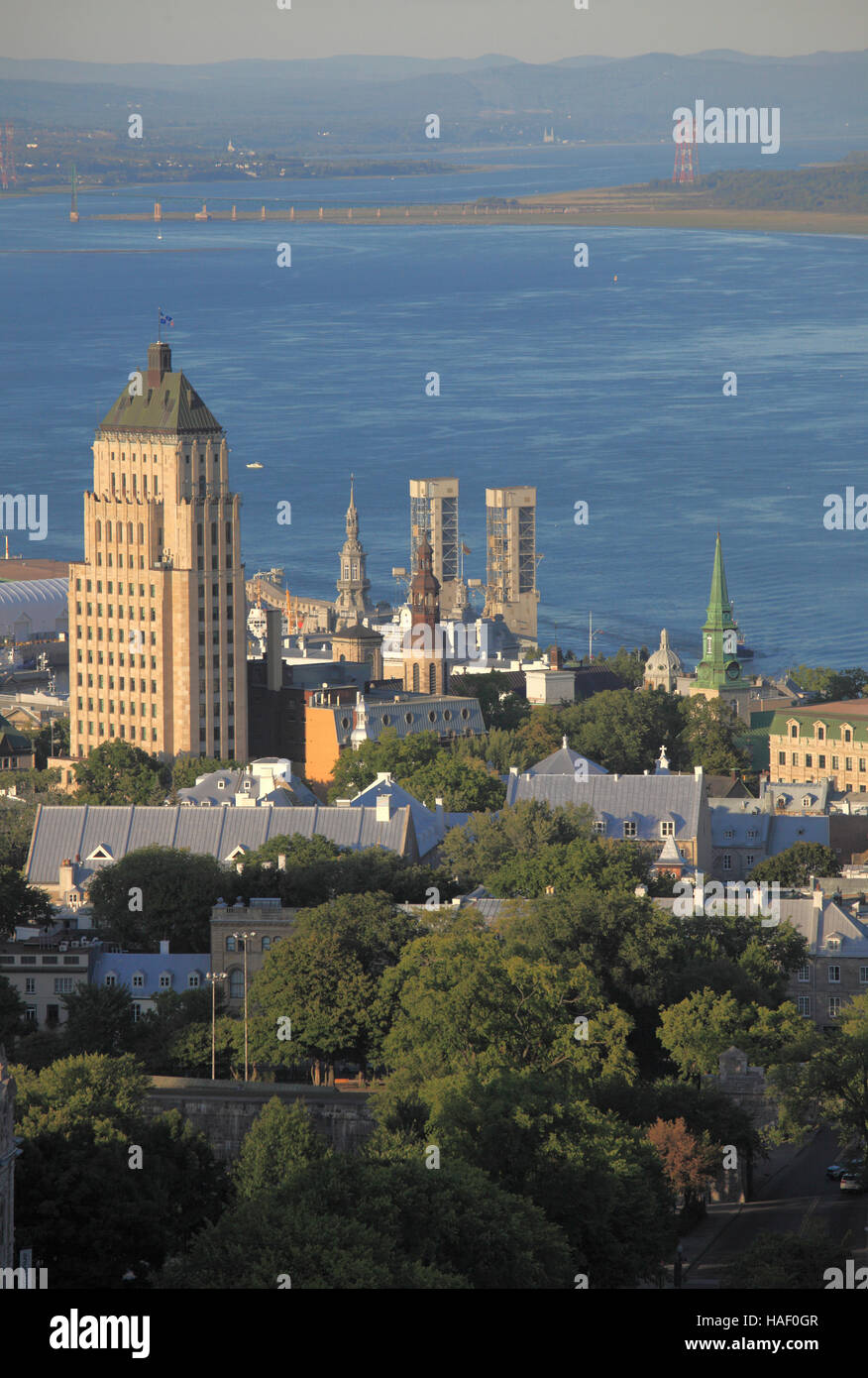 Kanada, Quebec Stadt, Skyline, St.-Lorenz-Strom, Luftaufnahme, Preis Building, Stockfoto