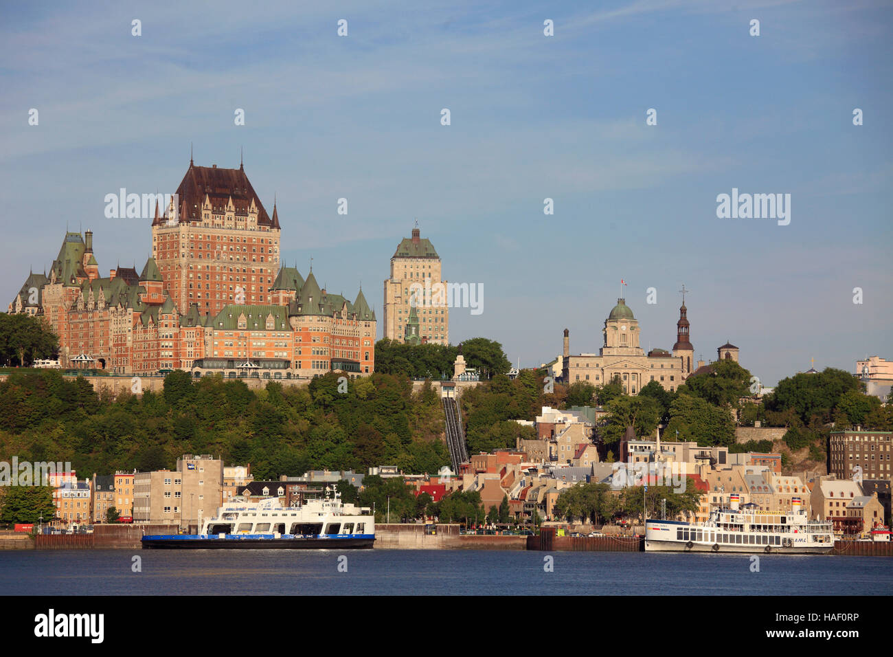 Kanada, Quebec Stadt, Skyline, St.-Lorenz-Strom, Fähre, Stockfoto