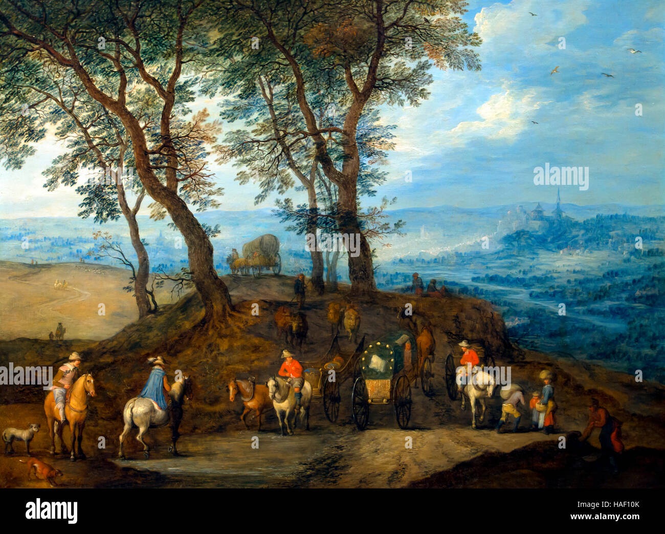 Reisende auf dem Weg von Jan Brueghel der ältere, Rockoxhuis, Antwerpen, Belgien, Europa Stockfoto