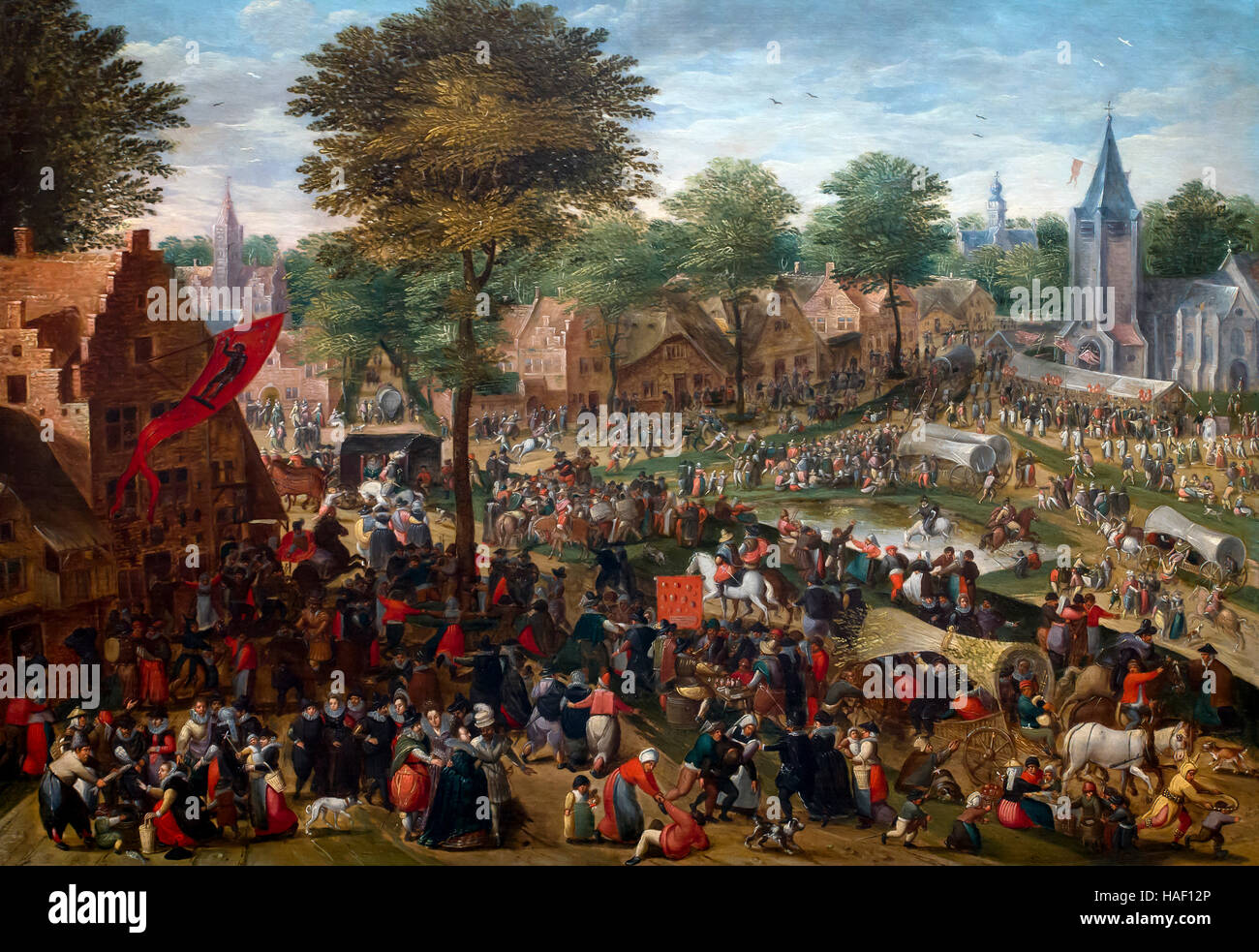 Flämische Kirmes, Dorffest, jährliche Messe, von Hans Bol, 16. Jahrhundert, Rockoxhuis, Antwerpen, Belgien Stockfoto
