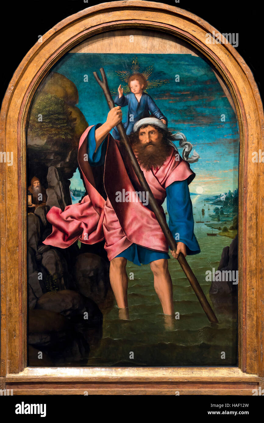 St. Christophorus, von Quentin Matsys, ich, um 1490, Rockoxhuis, Antwerpen, Belgien Stockfoto