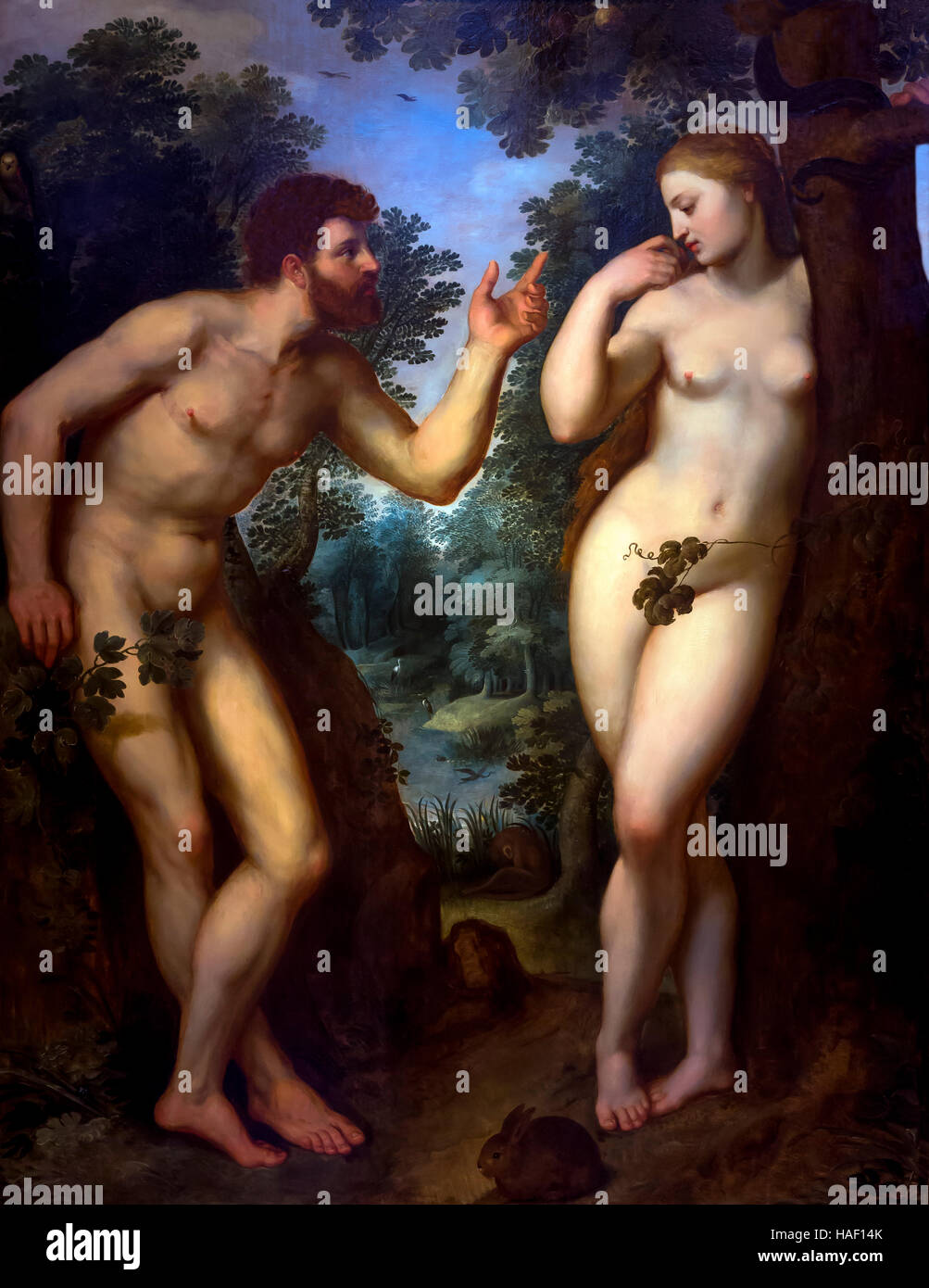 Adam und Eva. von Rubens, ca. 1599, Rubenshaus, Antwerpen, Belgien Stockfoto