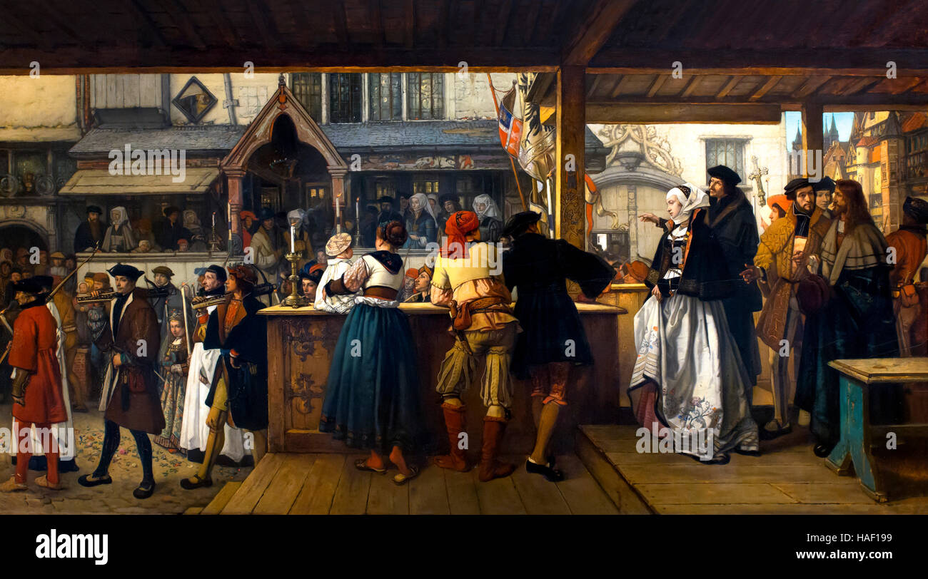 Albrecht Dürer Besuch in Antwerpen im Jahre 1520 von Henri Leys, 1855, Museum der schönen Künste, Gent, Belgien, West-Flandern, Belgien, Europa Stockfoto