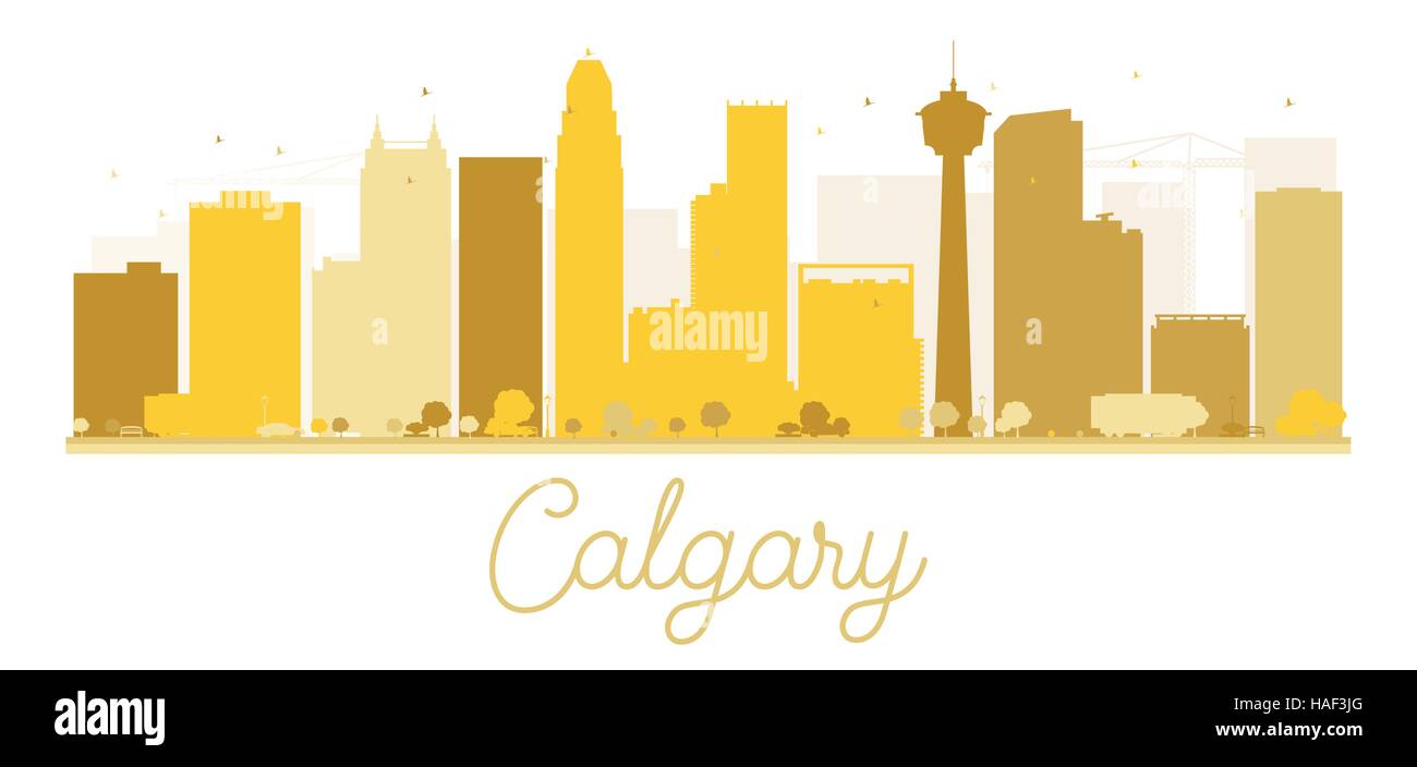 Calgary City Skyline goldene Silhouette. Vektor-Illustration. Einfache flache Konzept für Tourismus Präsentation, Banner, Plakat oder Web. Geschäftsreisen Stock Vektor