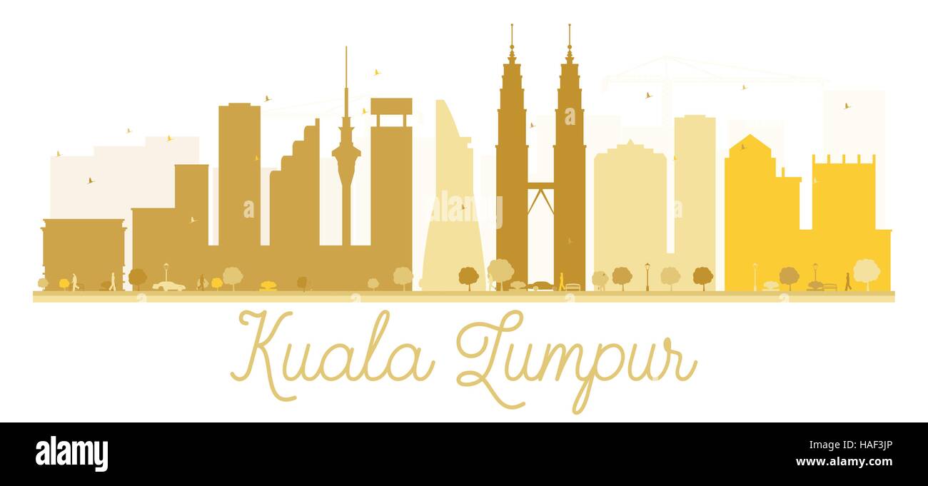 Kuala Lumpur City Skyline goldene Silhouette. Vektor-Illustration. Einfache flache Konzept für Tourismus Präsentation, Banner, Plakat oder Website. Stock Vektor