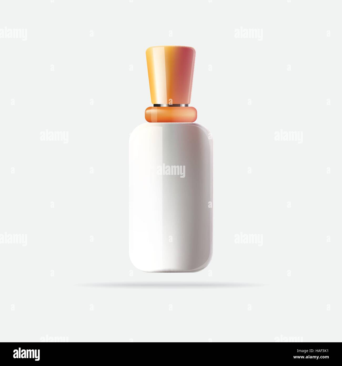 Weiße Kosmetik-Container mit orangefarbene Kappe. Vektor-Illustration. Flasche für Mock Up isoliert. Stock Vektor