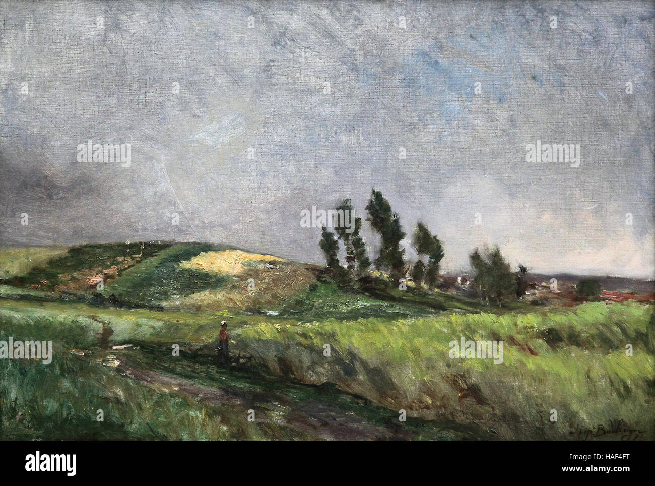 Hamlet in den Dünen (1870) von Hippolyte Boulenger (1837–1874). Belgischer Landschaftsmaler beeinflusst von der französischen Schule Barbizon, „The Belgian Corot“ Stockfoto