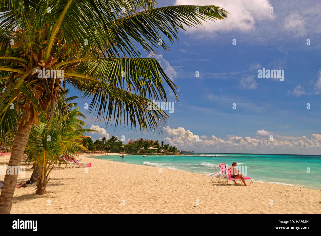 Dover Beach vor Southern Palms Hotel, St. Lawrence Gap, Barbados, Karibik. Stockfoto