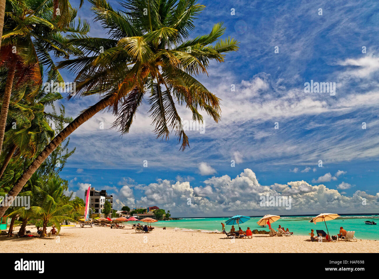 Worthing Strand in Worthing, zwischen St. Lawrence Gap und Bridgetown, Südküste, Barbados, Caribbean. Stockfoto