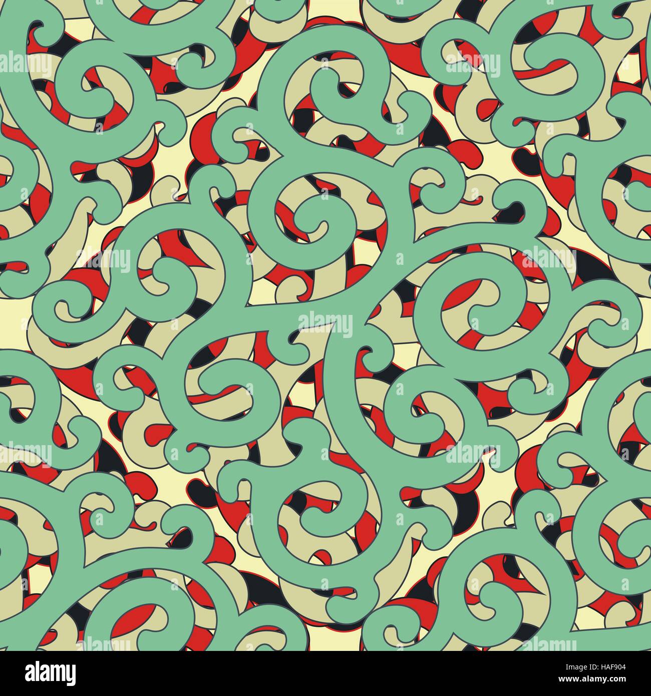 Nahtlose abstrakt bunt rot grün schwarz Damastmotiv Stock Vektor