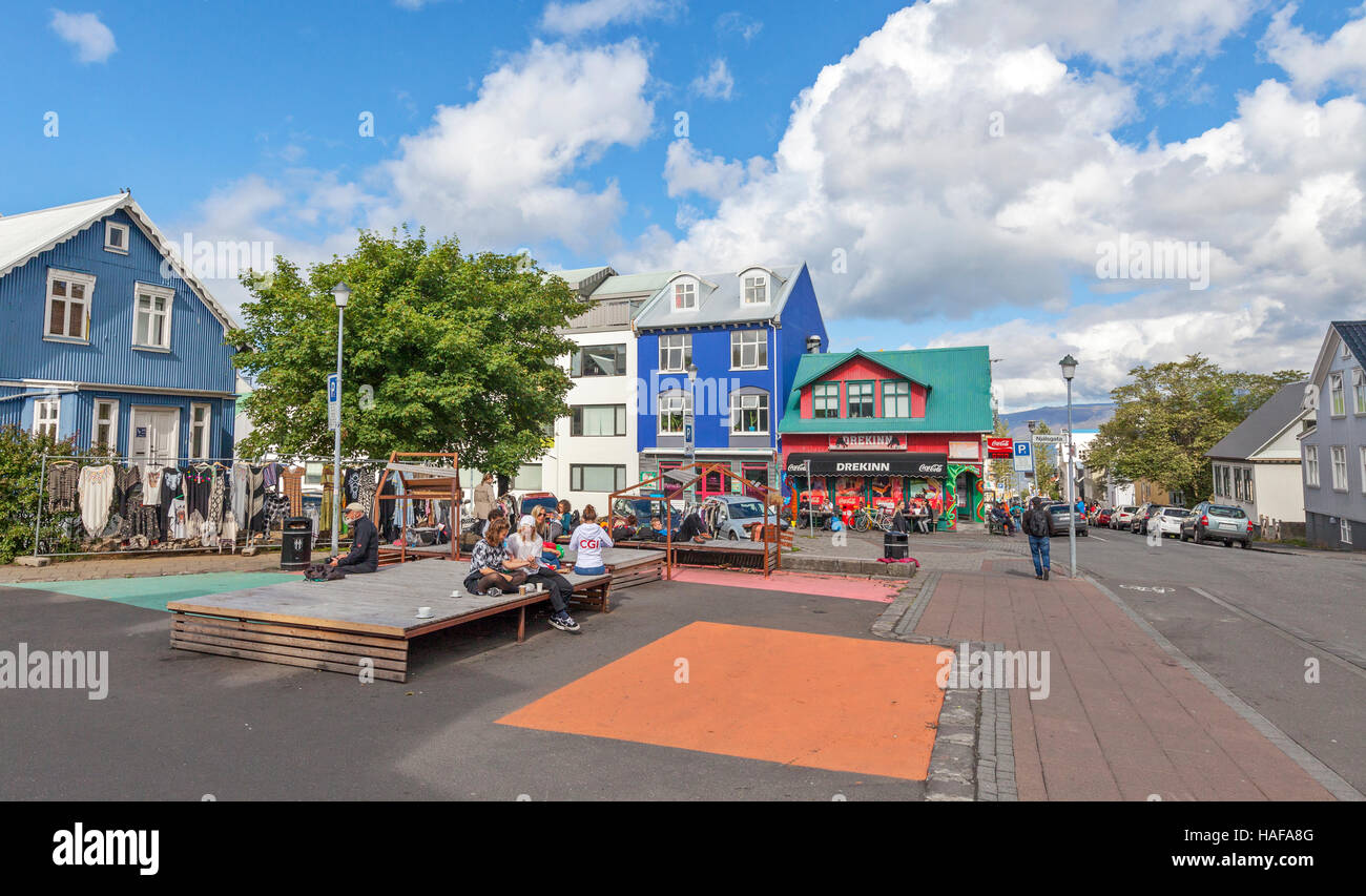Kleiner Flohmarkt in Reykjavik, Island. Stockfoto