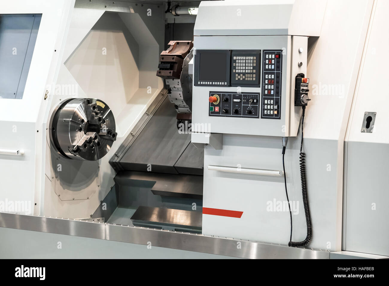 Horizontale Drehmaschine Drehbank Stockfoto