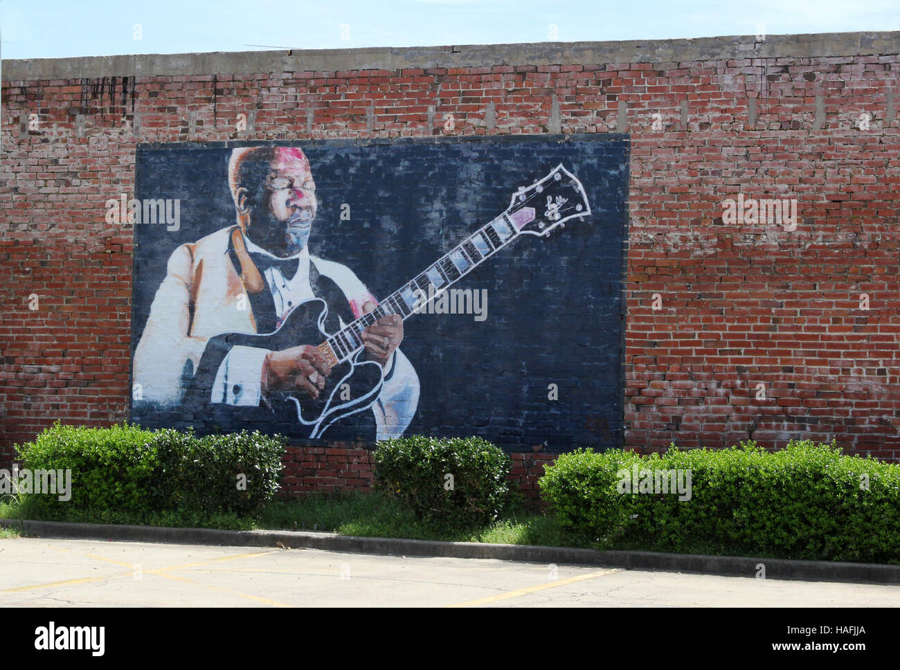 Wandbild von BB King in seiner Heimatstadt Indianola, Mississippi Stockfoto