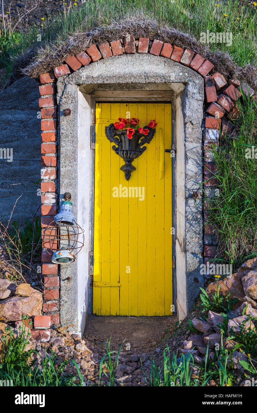 Eine Wurzel Kellertür in Twillingate, Neufundland und Labrador, Kanada. Stockfoto