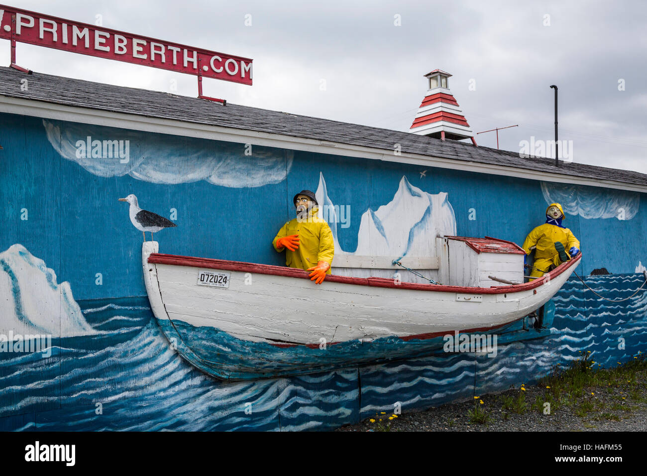 Erstklassige Liegeplätze Eisberg Touren dock in der Nähe von Twillingate, Neufundland und Labrador, Kanada. Stockfoto