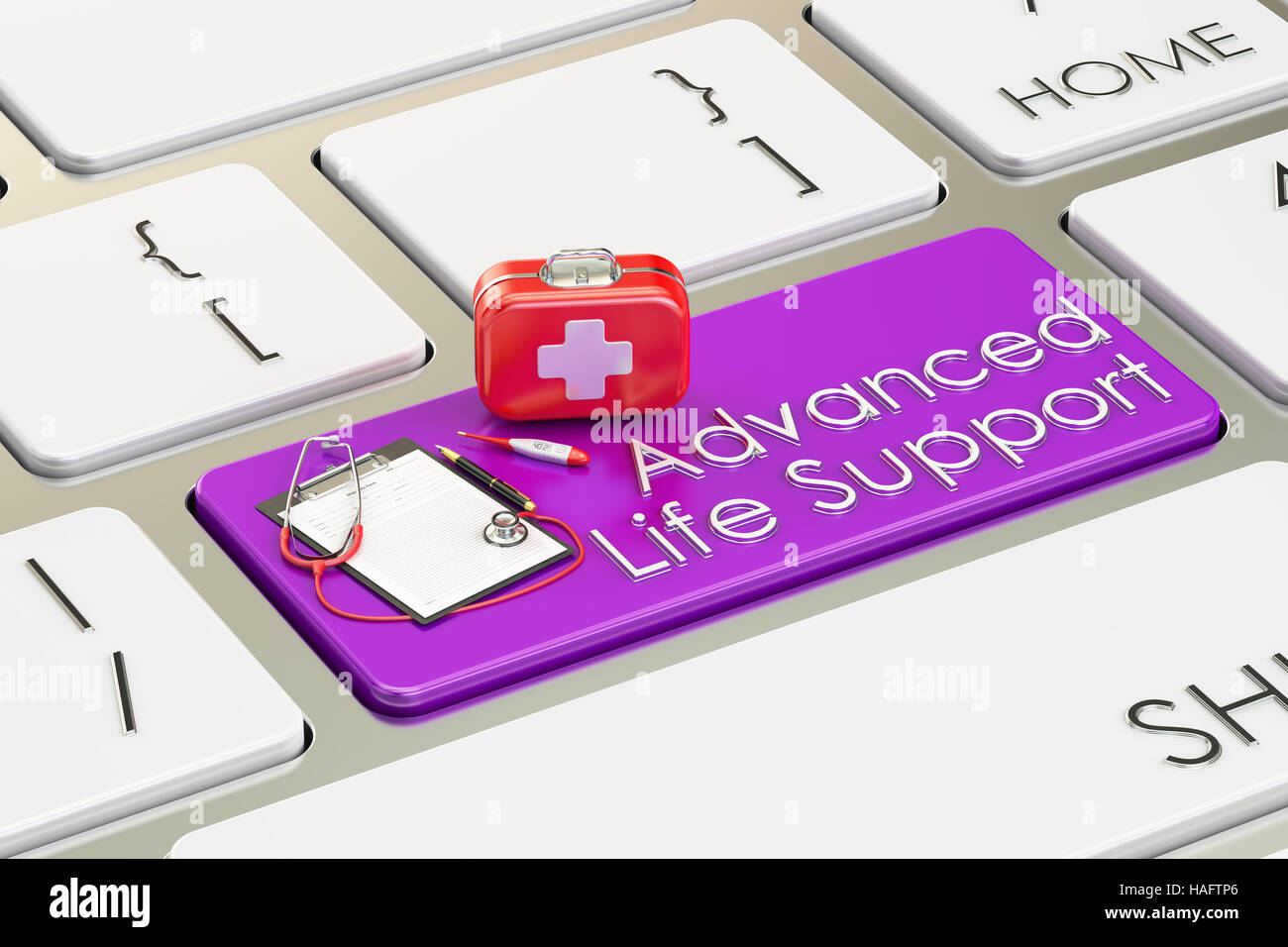 Advanced Life Support Taste auf Tastatur, 3D rendering Stockfotografie
