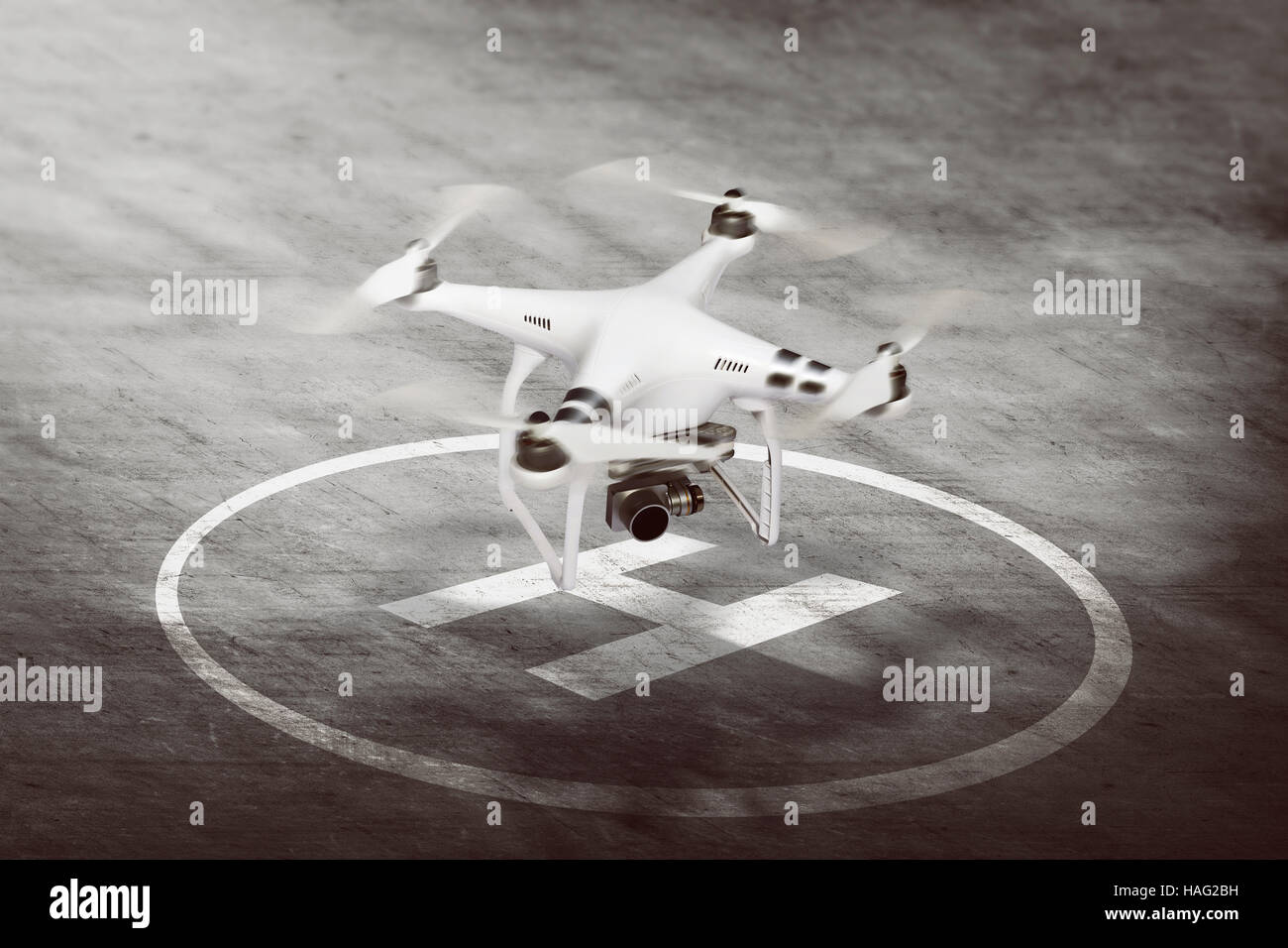 Bild des kleinen weißen Drohne gonna ausziehen Stockfoto