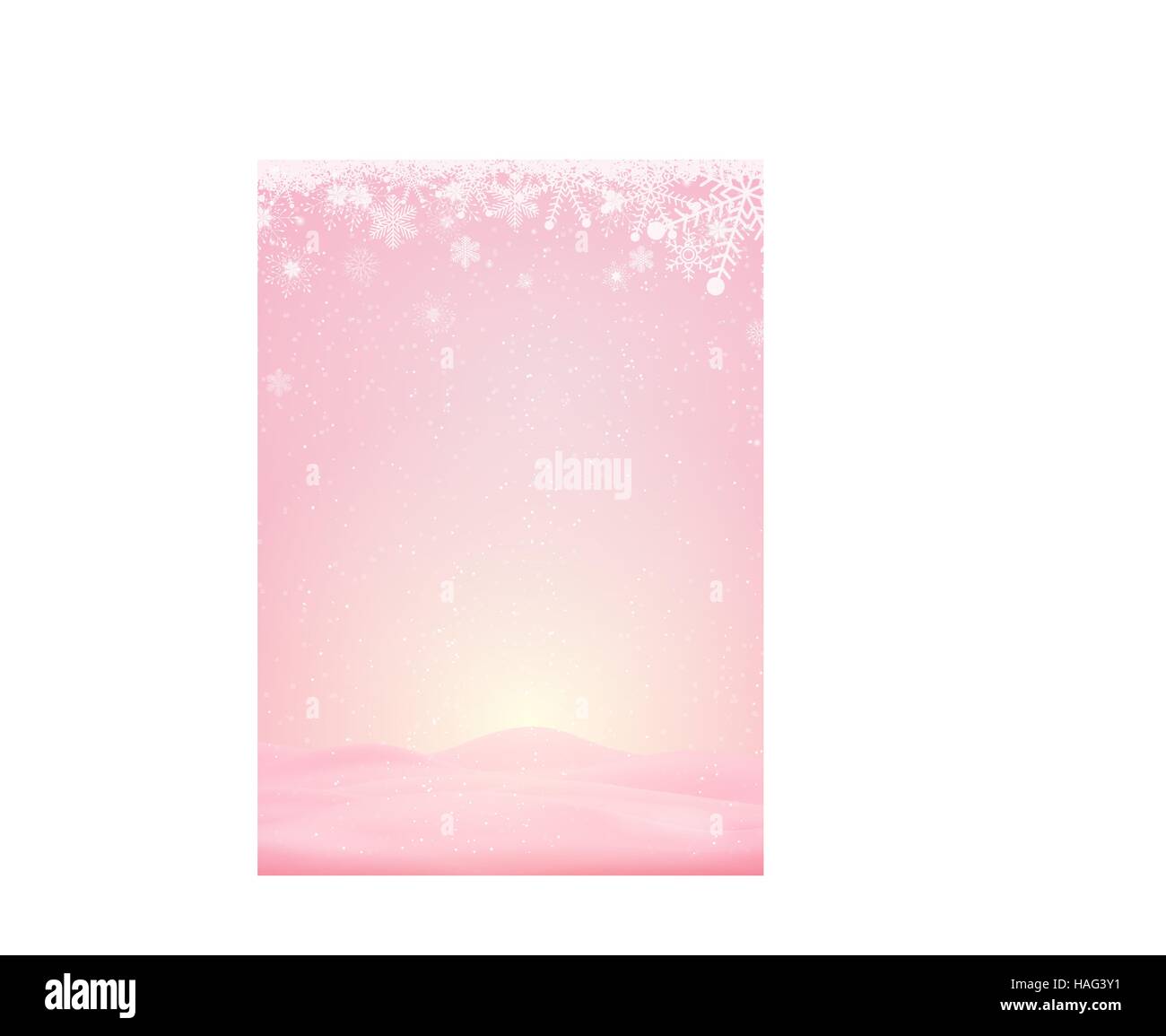 Rosa Winter Hintergrund mit Schnee und Schneeflocken im Vektor-format Stock Vektor