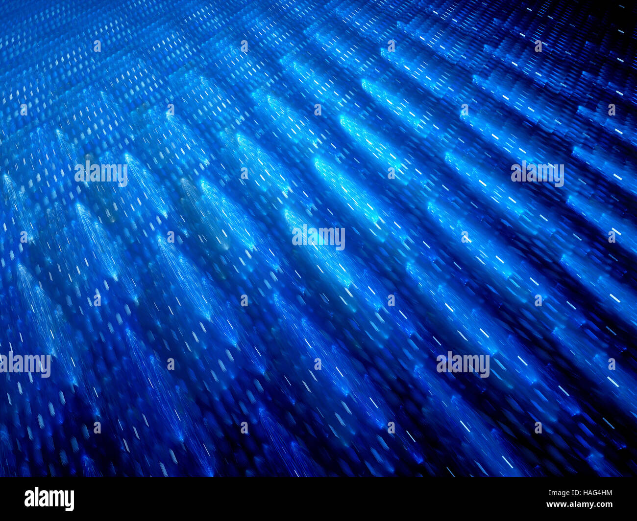 Blau leuchtende große dynamische Datensystem, computergenerierten abstrakten Hintergrund 3D-Rendering Stockfoto