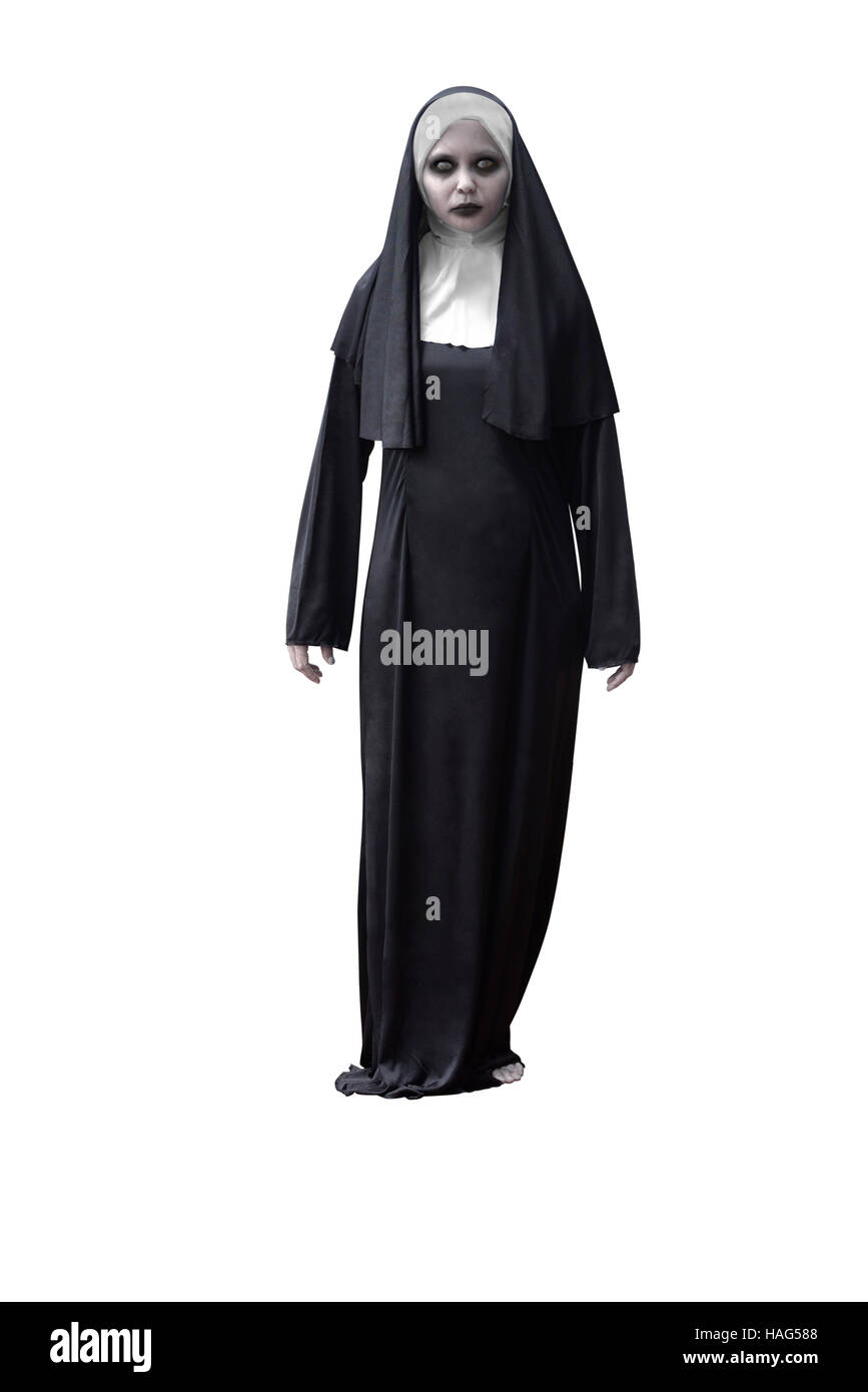 Gruselige Teufel Nonne für Halloween Konzept Bild Stockfoto