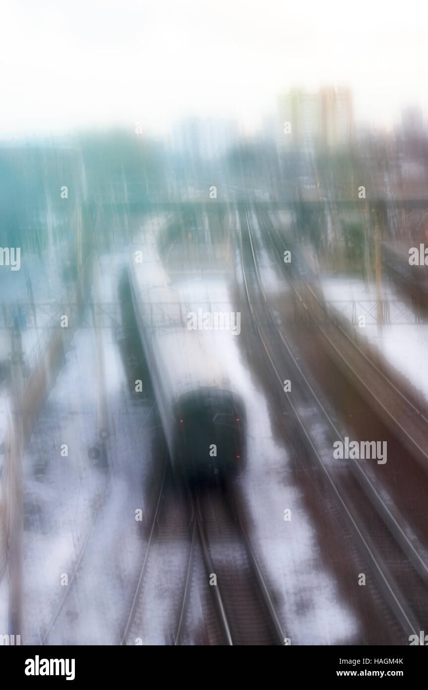 Schienenverkehr, Unschärfe Hintergrund Stockfoto