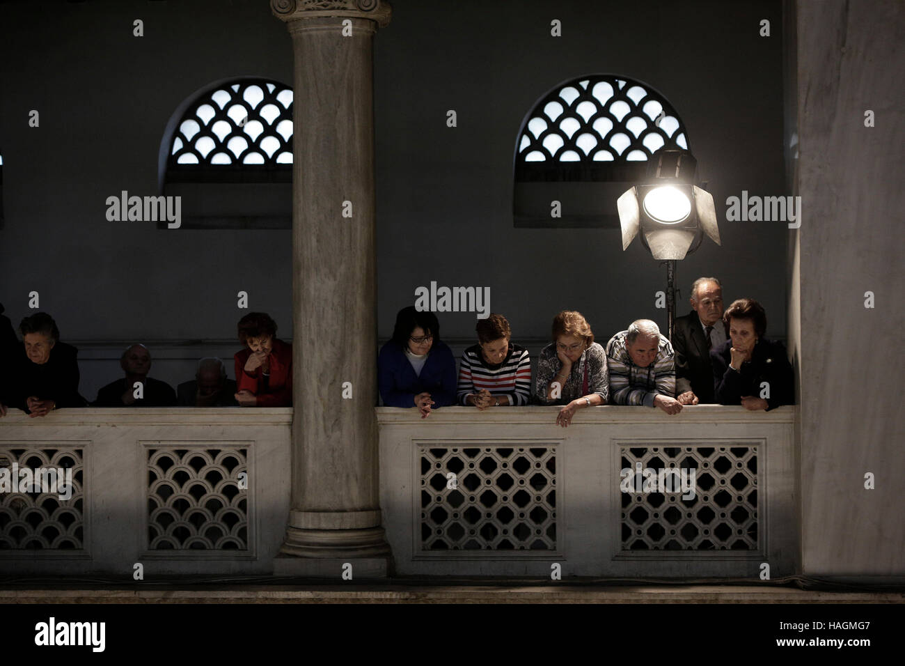 Verherrlichung Zeremonie in der Kirche St. Demetrius der Patron Saint of Thessaloniki Anwesenheit des Präsidenten der griechischen Republik, Prokopis Pavlopoulos in Thessaloniki, Griechenland am 26. Oktober 2016. Stockfoto