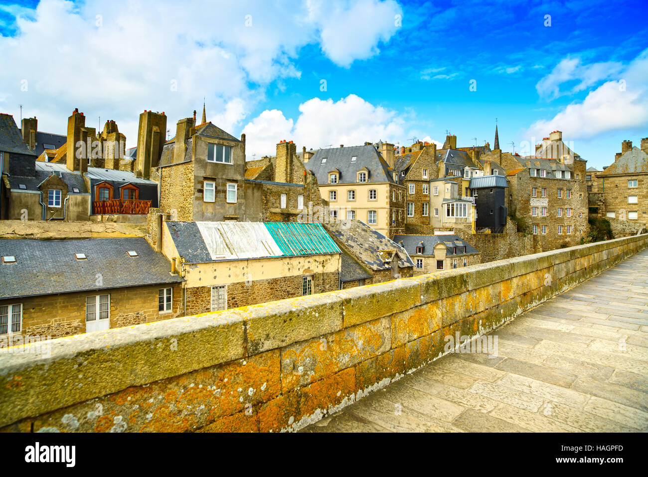 Saint-Malo Stadt Wände und Häuser. Bretagne, Frankreich, Europa. Stockfoto