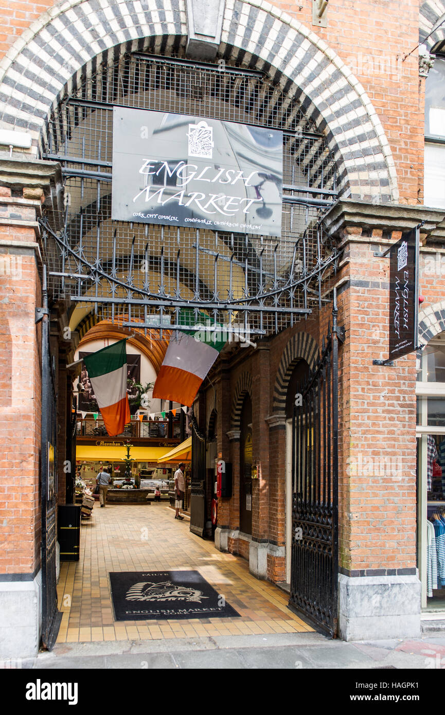 Die Princes Street Eingang zum The English Market in Cork, Irland. Stockfoto