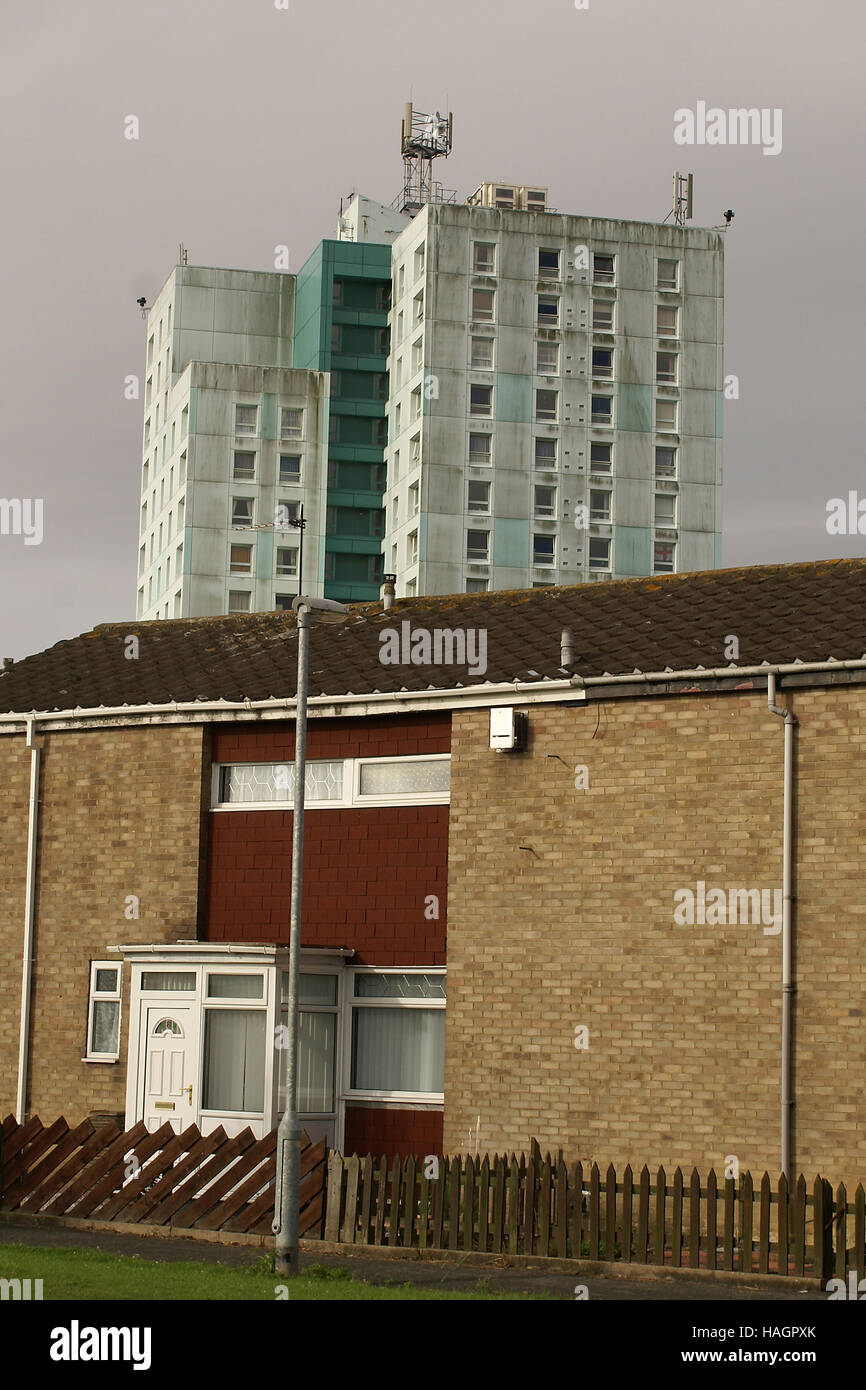 soziale Wohnanlage, Bransholme, Hull, Kingston upon Hull, UK Stockfoto