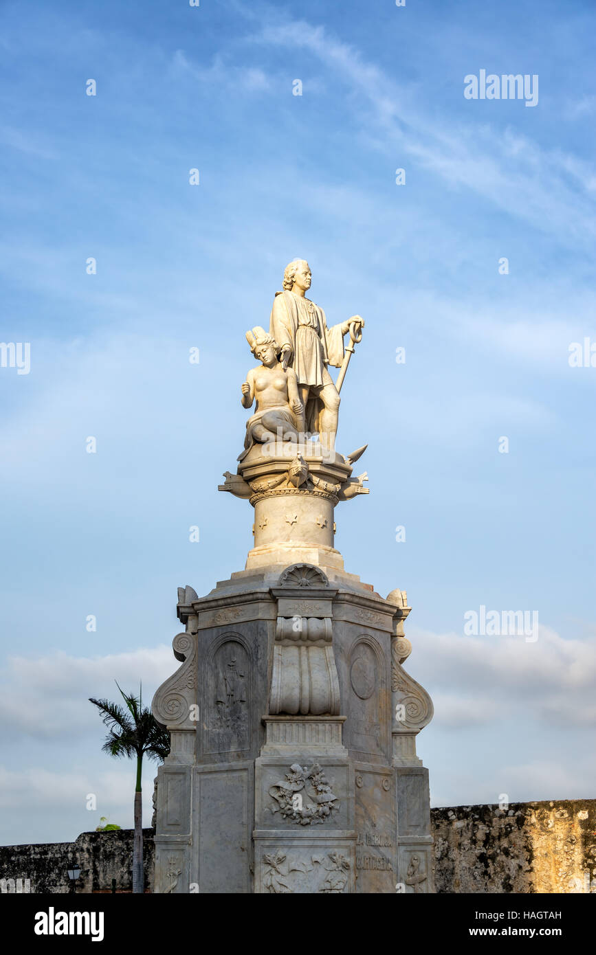 Statue von Christoph Kolumbus in Cartagena, Kolumbien Stockfoto