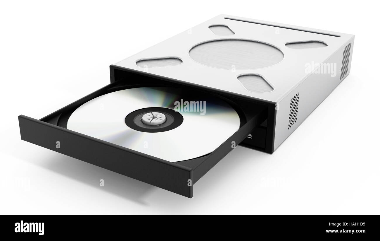 Interne CD-Laufwerk isoliert auf weißem Hintergrund. 3D illustration Stockfoto